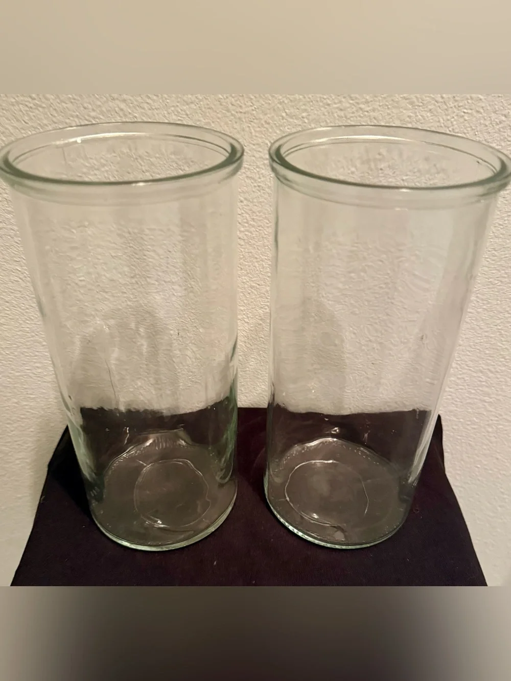 2 Glass vases 9.5”h